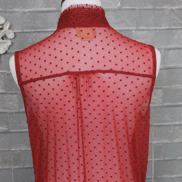 Anthropologie Vanessa Virginia Sheer Flocked Mock Neck Tunic Top S - Picture 6 of 8